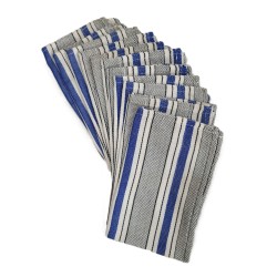 Serviette de table artisanale bleu profond et écru | L’Atelier D’Assi