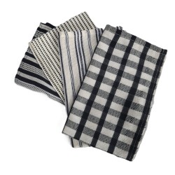 Lot de 4 serviettes de table artisanales noir et écru | L’Atelier D’Assi