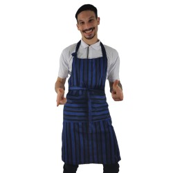 Tablier artisanal indigo à rayures noires | L’Atelier D’Assi