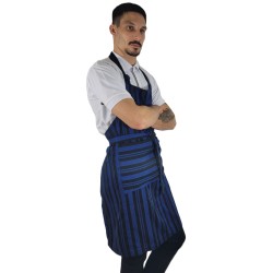 Tablier artisanal indigo à rayures noires | L’Atelier D’Assi
