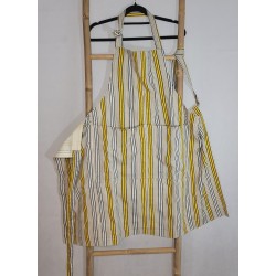 Tablier artisanal écru jaune et noir | L’Atelier D’Assi