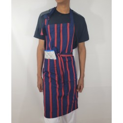 Tablier artisanal rouge profond et bleu nuit | L’Atelier D’Assi