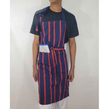 Tablier artisanal rouge profond et bleu nuit | L’Atelier D’Assi