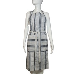 Tablier artisanal blanc et noir en coton tissé | L’Atelier D’Assi