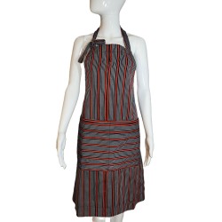 Tablier artisanal noir et rouge en coton tissé | L’Atelier D’Assi