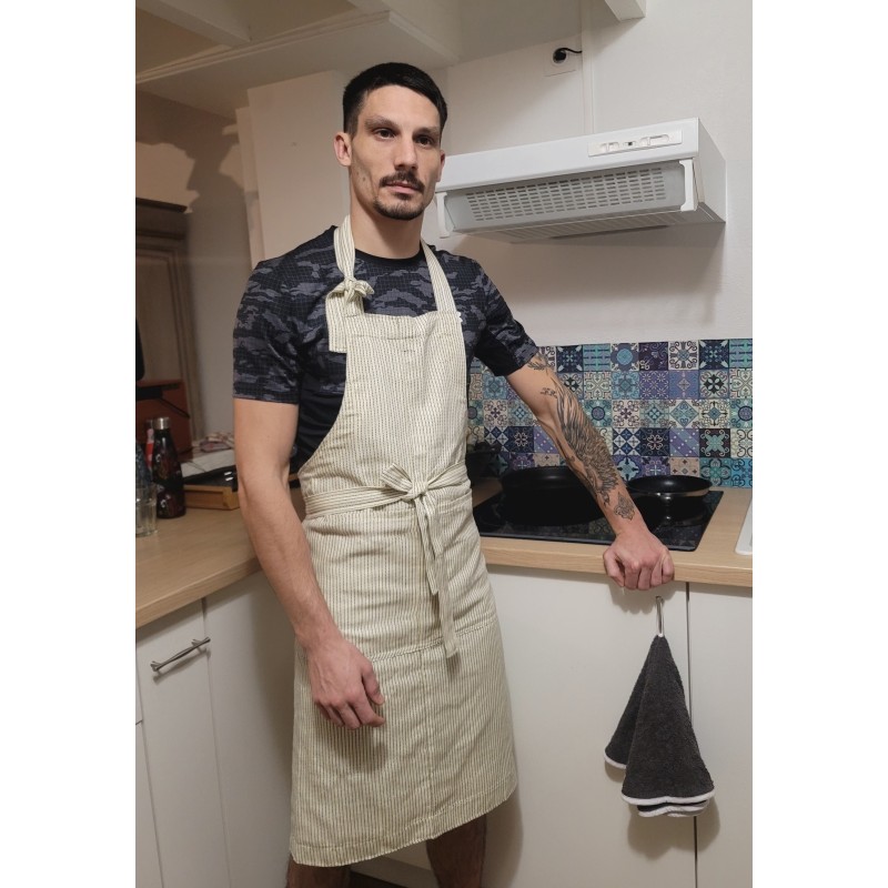 Tablier artisanal coton tissé – L’Atelier d’Assi
