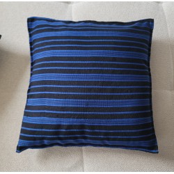 Taie d’oreiller artisanale Bleu Royal & Noir – Coton tissé de Guinée