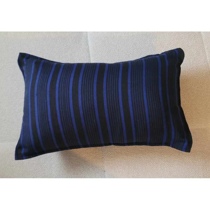 Taie d’oreiller artisanale Bleu Royal & Noir – Coton tissé de Guinée
