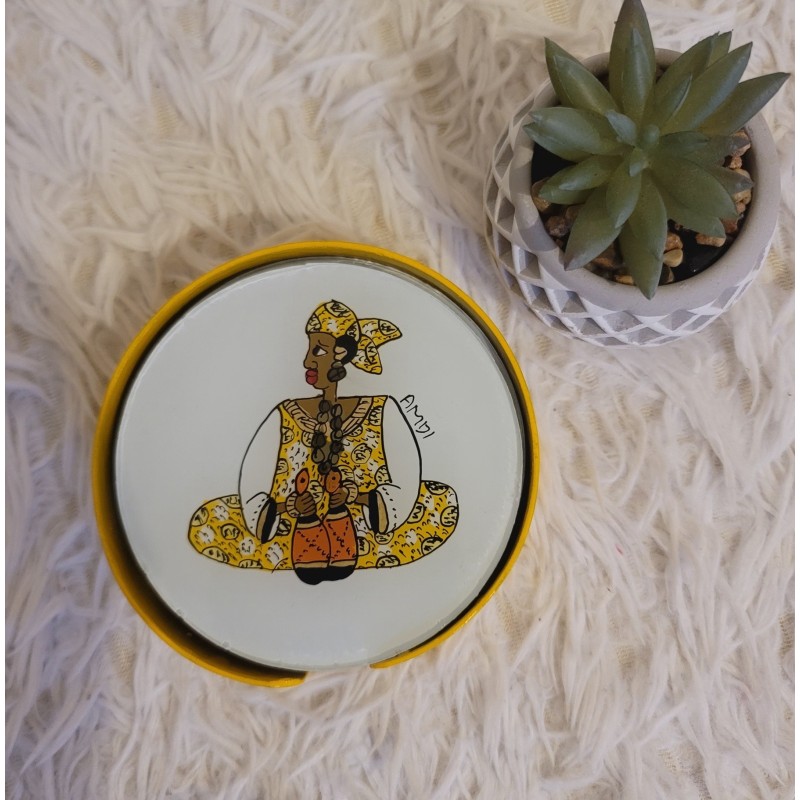 Handcrafted Glass & Wood Coasters – Senegal