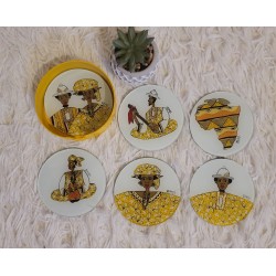 Dessous de verre ronds motifs africains – Lot de 6 | L’Atelier D’Assi