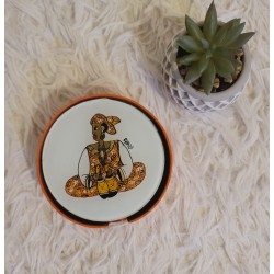 Set of 6 Senegal Yellow Coasters Ø 10.5 cm – Glass & Wood