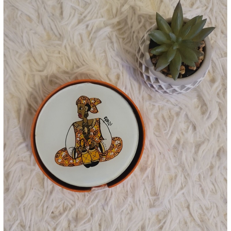 Dessous de verre ronds artisanaux Sénégal – Lot de 6 | L’Atelier D’Assi