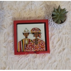 Lot 6 Dessous de Verre Sénégal Rouge Ø 10,5 cm – Verre & Bois