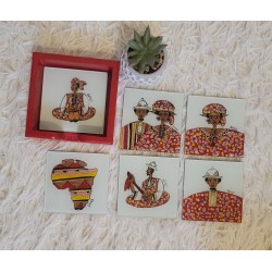 Dessous de verre carrés rouge élégance – Lot de 6 | L’Atelier D’Assi