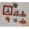 Set of 6 Senegal Red Coasters Ø 10.5 cm – Glass & Wood