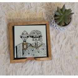 Lot 6 Dessous de Verre Sénégal Rouge Ø 10,5 cm – Verre & Bois