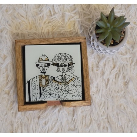 Lot 6 Dessous de Verre Sénégal Rouge Ø 10,5 cm – Verre & Bois