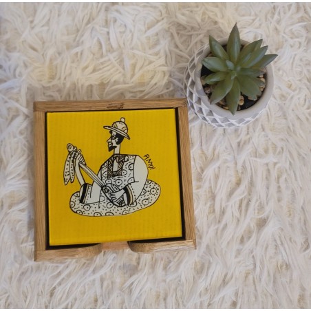 Dessous de verre carrés jaunes artisanaux – Lot de 6 | L’Atelier D’Assi