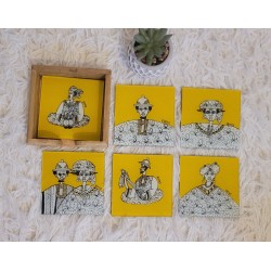 Dessous de verre carrés jaunes artisanaux – Lot de 6 | L’Atelier D’Assi