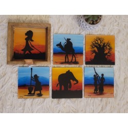 Dessous de verre carrés coucher de soleil – Lot de 6 | L’Atelier D’Assi