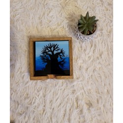 Set of 6 Handmade Senegal Coasters 10.5x10.5 cm – Blue Savanna