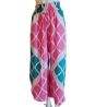 Pastel Pink & Teal Geometric Split-Leg Pants