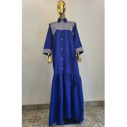 Robe longue bleu roi volantée – Robe chic artisanale | L’Atelier D’Assi