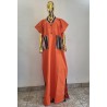 Robe longue orange artisanale – Tissu africain élégant | L’Atelier D’Assi