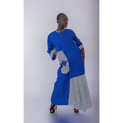 Robe longue bleu roi rayée – Robe artisanale élégante | L’Atelier D’Assi