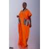 Robe longue orange artisanale – Tissu africain élégant | L’Atelier D’Assi
