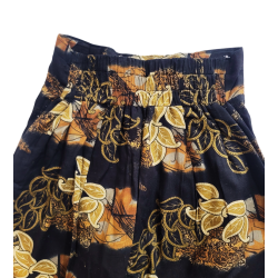 Pantalon Large Noir à Motifs Feuilles | L’Atelier D’Assi