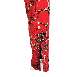 Red Abstract Print Wide-Leg Pants – Women’s Flowing Summer Trousers