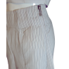 Pantalon Blanc à Rayures - Coupe Large, Fentes Devant & Fermeture La