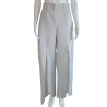 Pantalon Blanc à Rayures - Coupe Large, Fentes Devant & Fermeture La