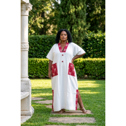 Robe longue artisanale femme – Robe fluide coton Kenté élégante | L’Atelier D’Assi