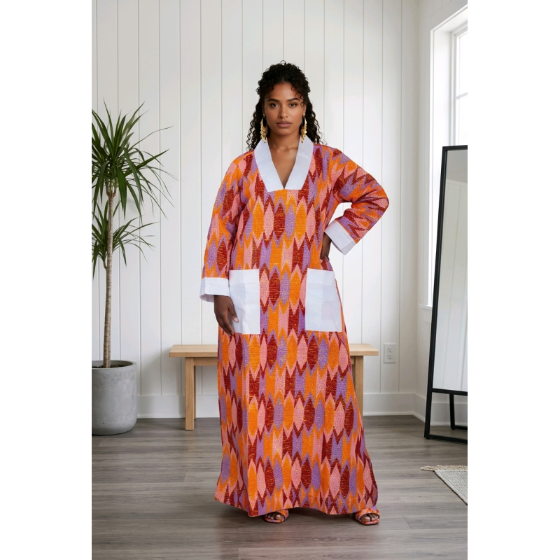 Robe longue artisanale femme – Robe fluide Kenté coton premium | L’Atelier D’Assi