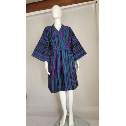 Kimono artisanal violet turquoise – L’Atelier d’Assi