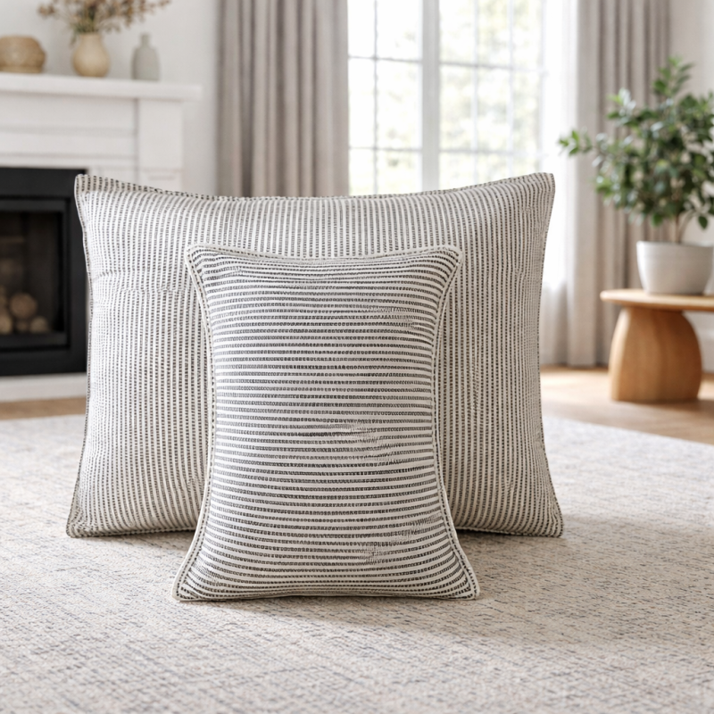 Handwoven Ecru & Black Pillow cover – African Cotton Decor