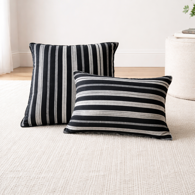 Handwoven Black & White Pillow Cover – African Cotton Decor