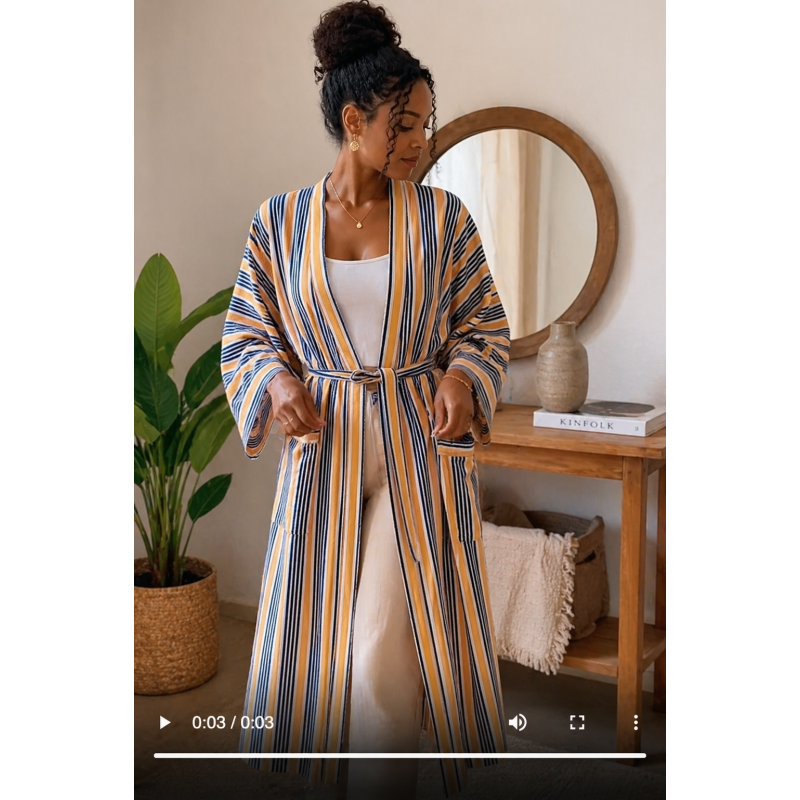 Kimono artisanal en tissu tissé de Burkina | L’Atelier D’Assi
