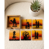 Set of 6 Handmade Senegal Coasters – Sunset Silhouette Edition