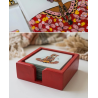 Set of 6 Handmade Senegal Coasters – Red Elegance Edition