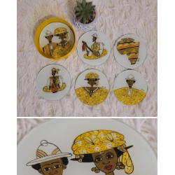 Dessous de verre ronds motifs africains – Lot de 6 | L’Atelier D’Assi
