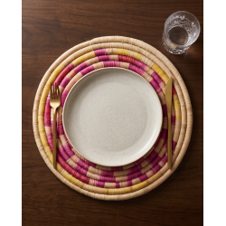 Round Handwoven Wall Basket – Sierra Leone Orange Yellow Green