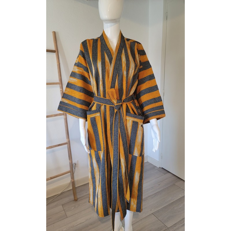 Kimono artisanal en tissu tissé de Burkina | L’Atelier D’Assi