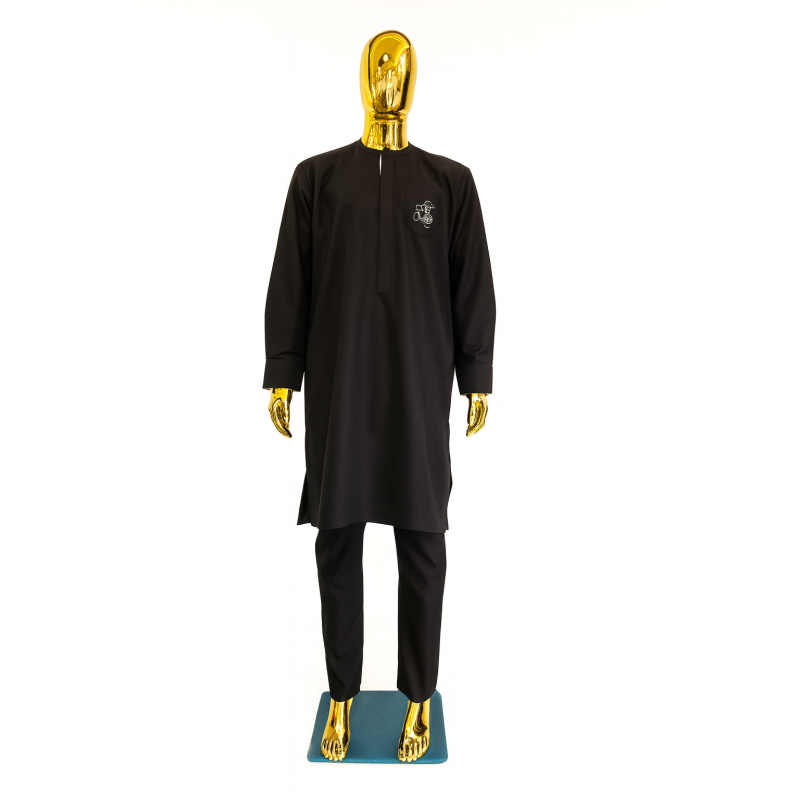 Black Men’s Tunic with Embroidery | L’Atelier D’Assi