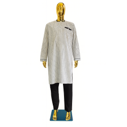 Fine Checkered Tunic with Black Contrast | Elegant African Menswear | L’Atelier D’Assi