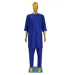 Royal Blue Striped Macky Sall | Modern African Menswear | L’Atelier D’Assi