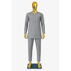 Pearl Grey Men’s Ensemble – Modern African Wear | Atelier D’ASSI