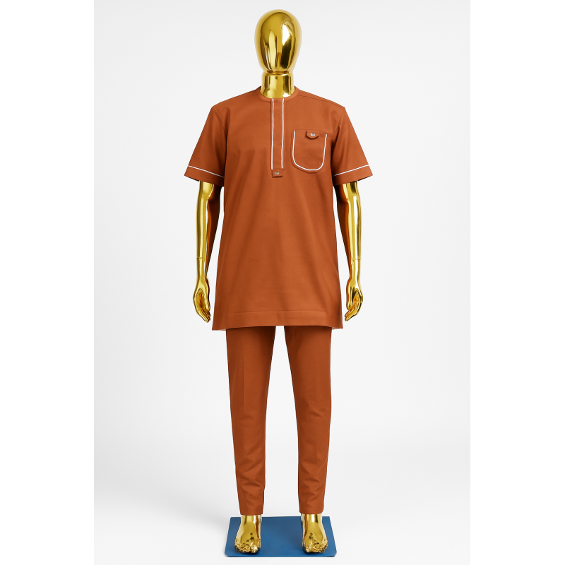 Tenue Macky Sall Marron Caramel | L’Atelier D’Assi